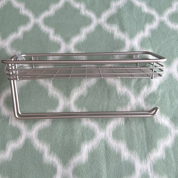 NEW brushed nickel metal wire basket with towel bar - Picture 1 of 8
